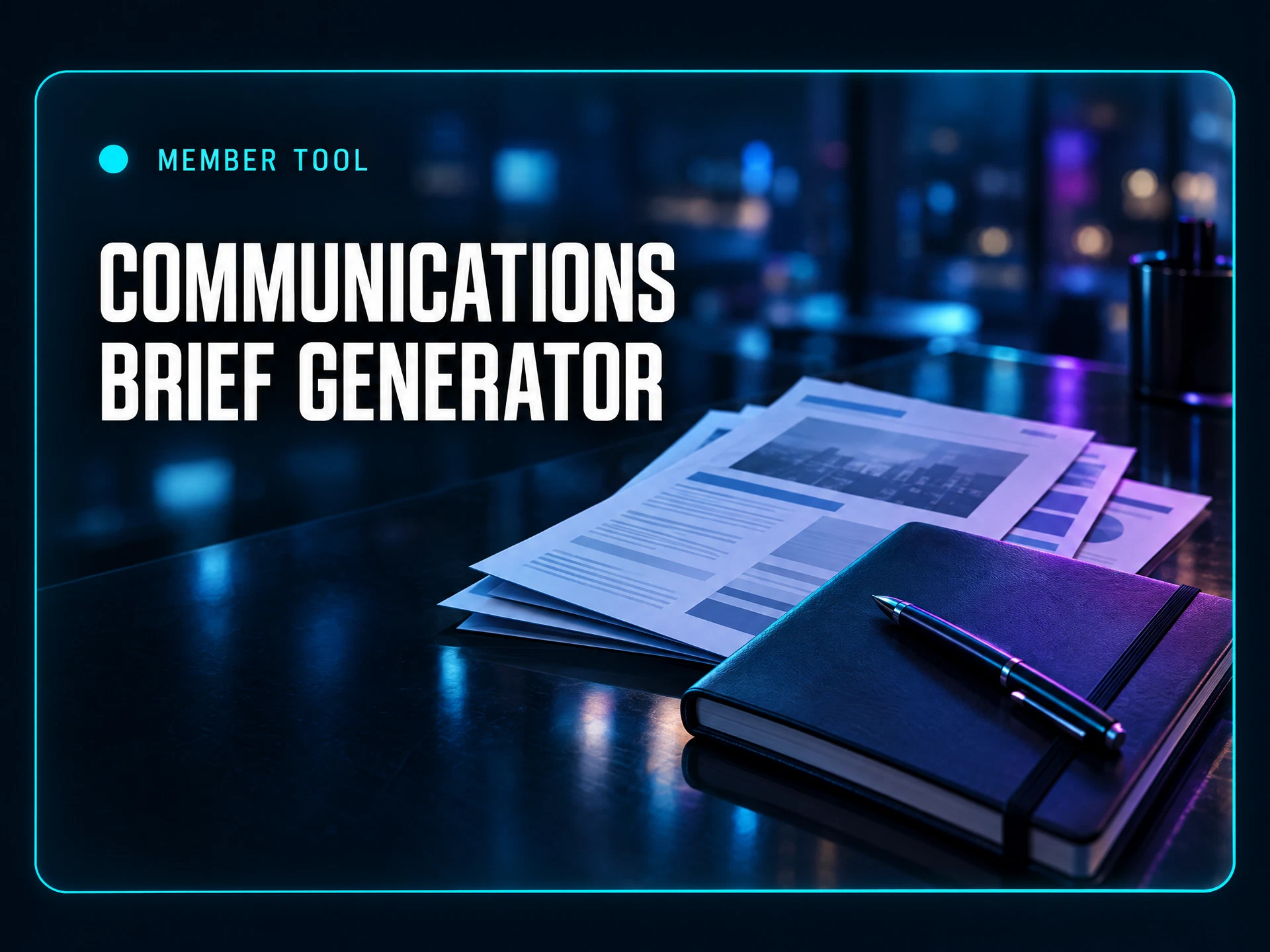 Communications Brief Generator: organized briefing pages concept